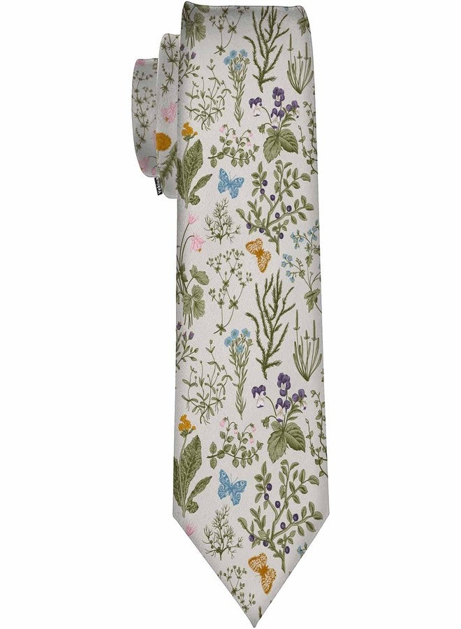 Yekiua Floral Men's Necktie Vintage Herbs Wild Flowers Botanical Holiday Festival Funny Ties For Men Formal Occasion Wedding Neck Tie Pale Green Yellow Blue - Image 1